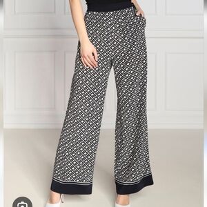 MICHAEL Michael Kors Women’s Black & White Patterned Wide-Leg Pants,  size L